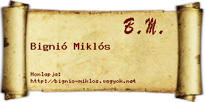 Bignió Miklós névjegykártya